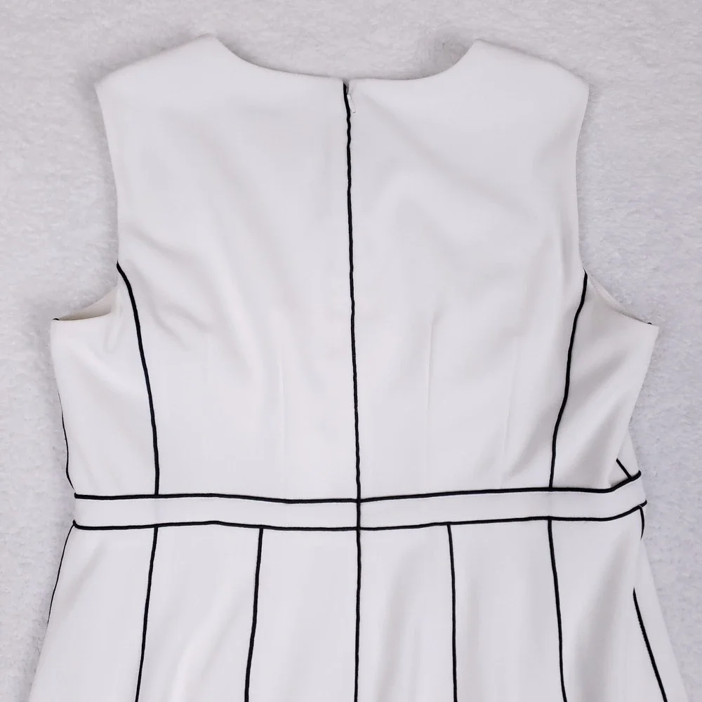 Calvin Klein Sheath Dress Sleeveless Midi Size M White Minimalist Retro Vibes - Picture 7 of 9